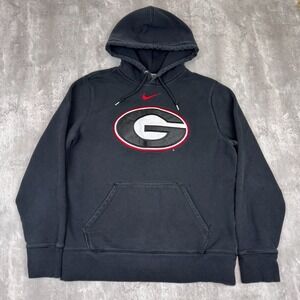 Vintage Nike Georgia Bulldogs Hoodie Mens Large Black Center Swoosh Sweatshirt
